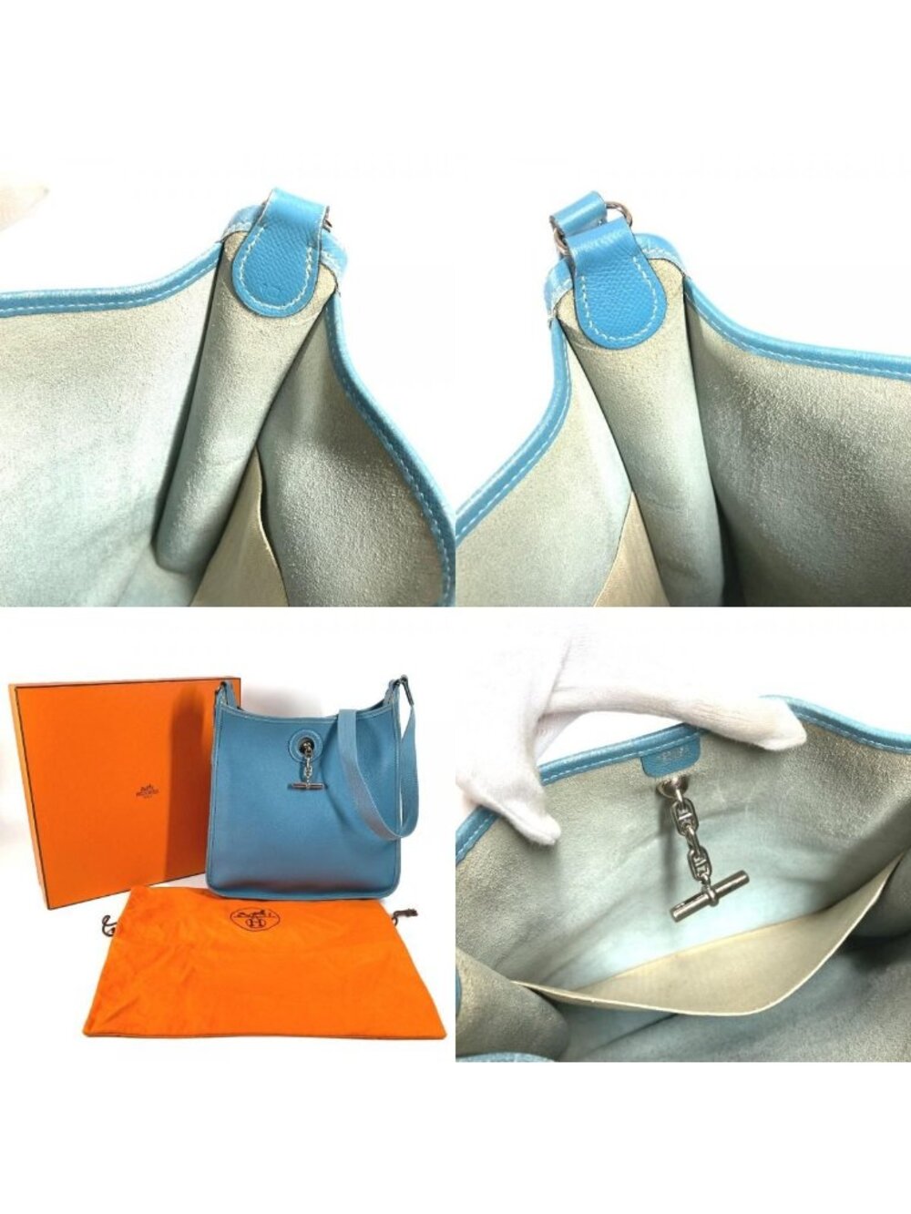 Hermes Shoulder Bag Vespa PM Leather Blue Jean - Picture 8 of 9